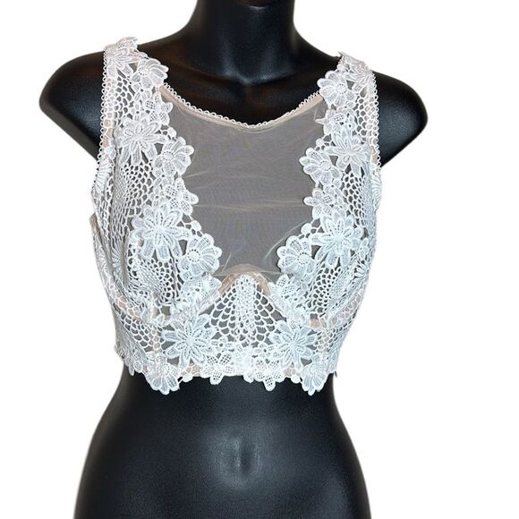 Victoria’s Secret dream angels 34DD bra crochet lace floral halter mesh - Picture 1 of 4